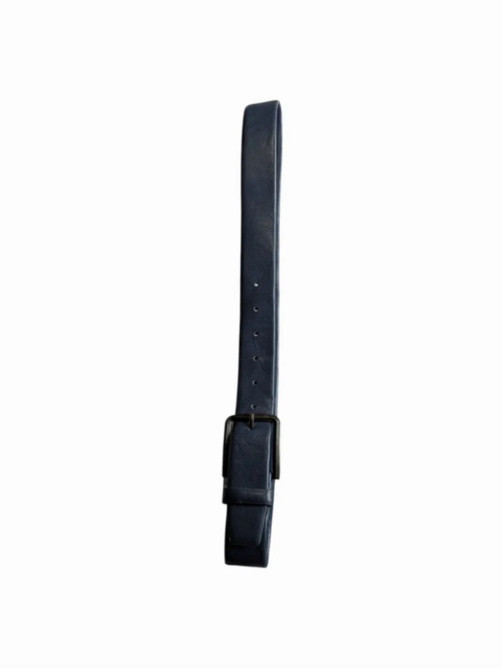 Source Unknown Navy Leather Belt with Black Buckle